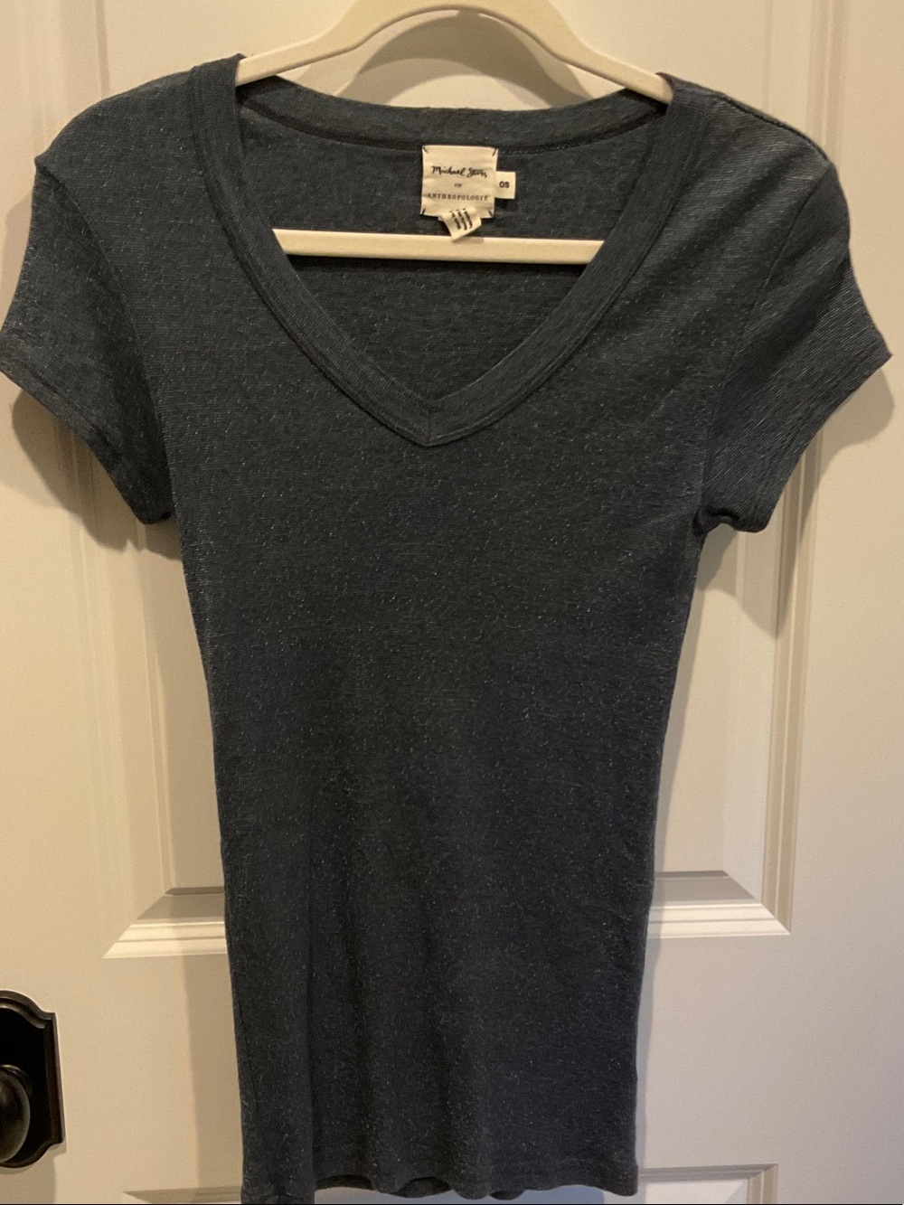 Anthropologie Heather indigo/teal V-Neck Short Sleeve Tee